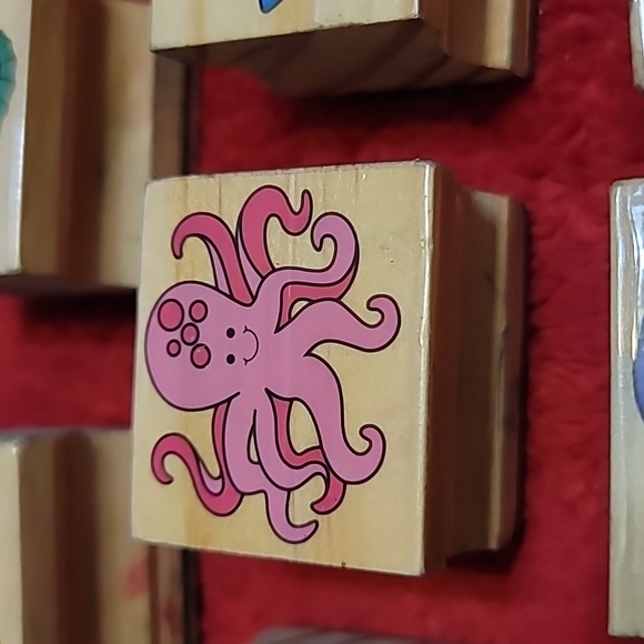 Set of 10 Marine Life Wooden Rubber Stamps - Picture 5 of 12